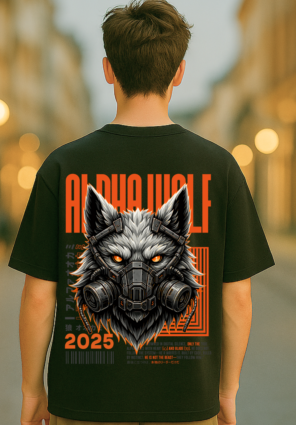 Alpha Wolf Oversized T-Shirt – Black Edition