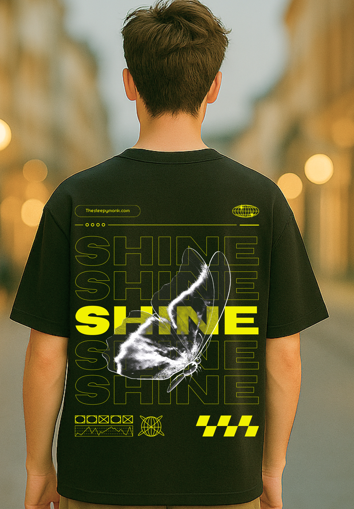 Shine Oversized Black T-Shirt – Streetwear Graphic Tee