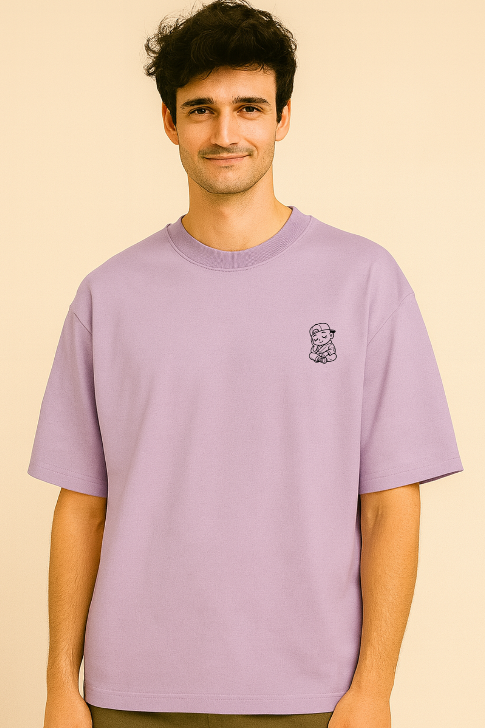 💜 Lavender Oversized T-Shirt with Minimal Graphic