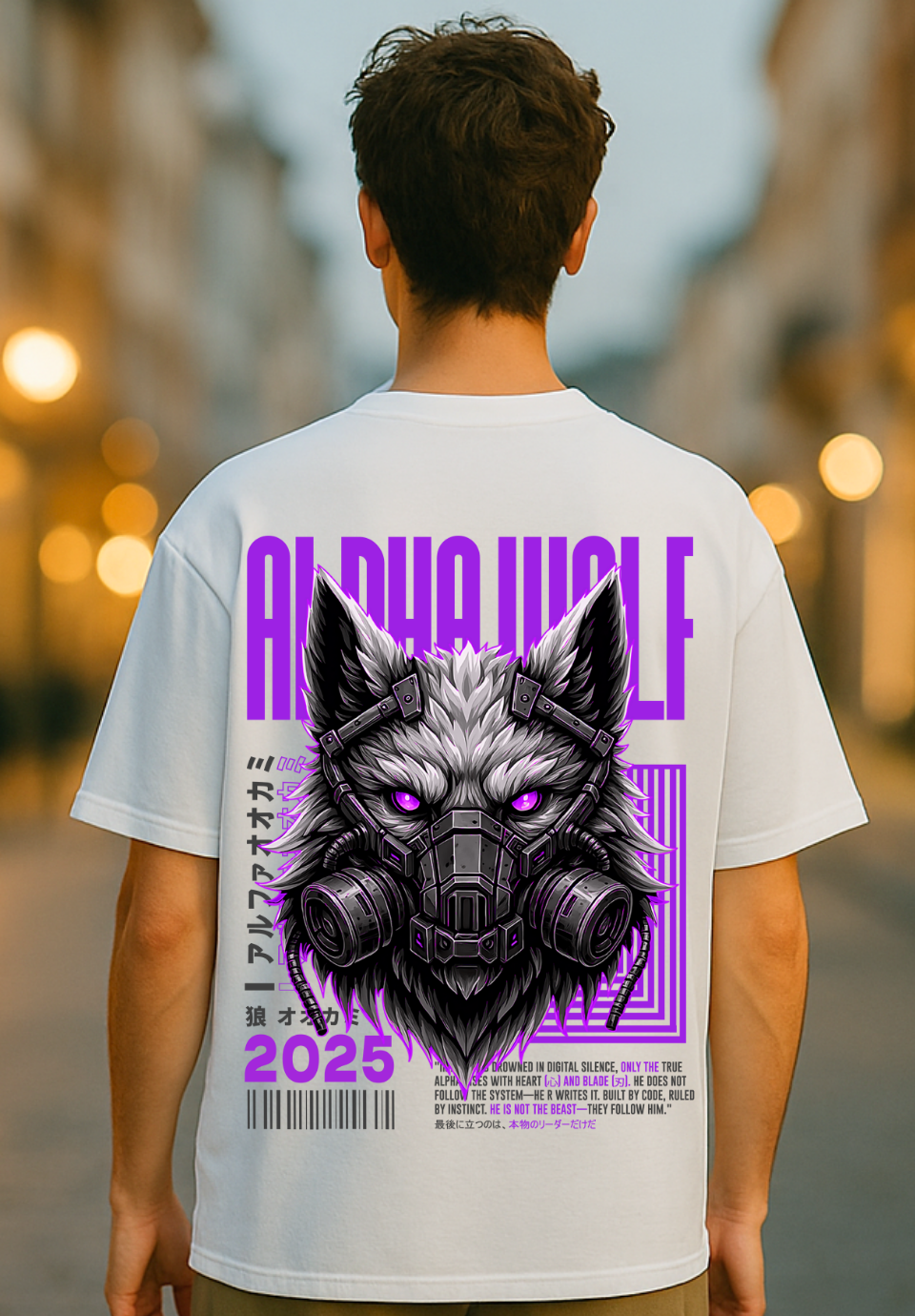Alpha Wolf Oversized T-Shirt – White Edition